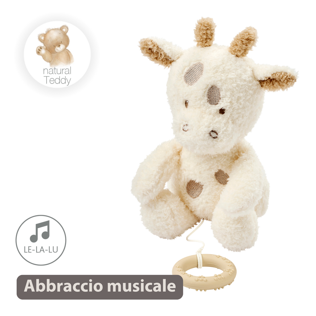 TEDDY Music Plush Giraffe – 32 cm – Soft Plush Toy with Music – Off-White [IT]