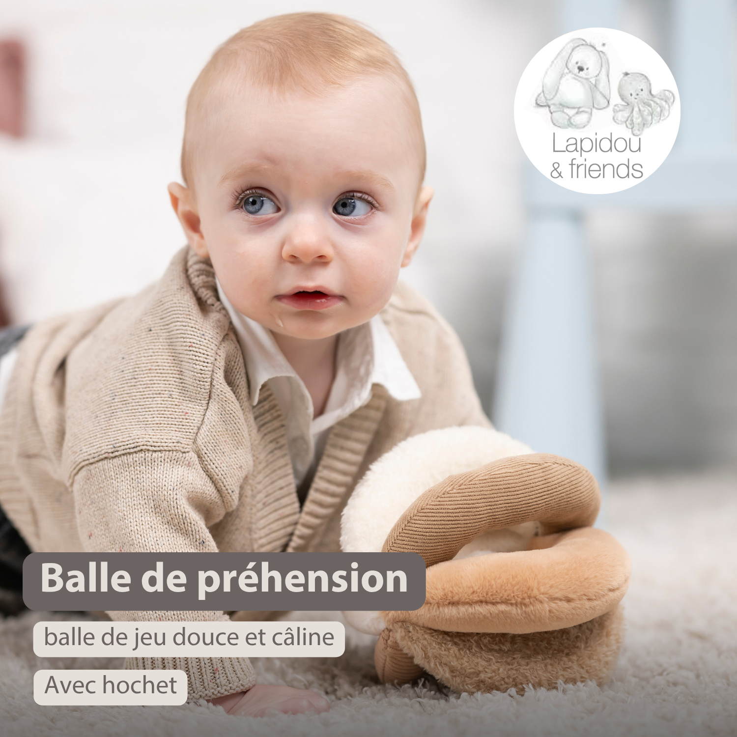 Lapidou Ball - Activity Plush - 17 cm - Sand [FR]