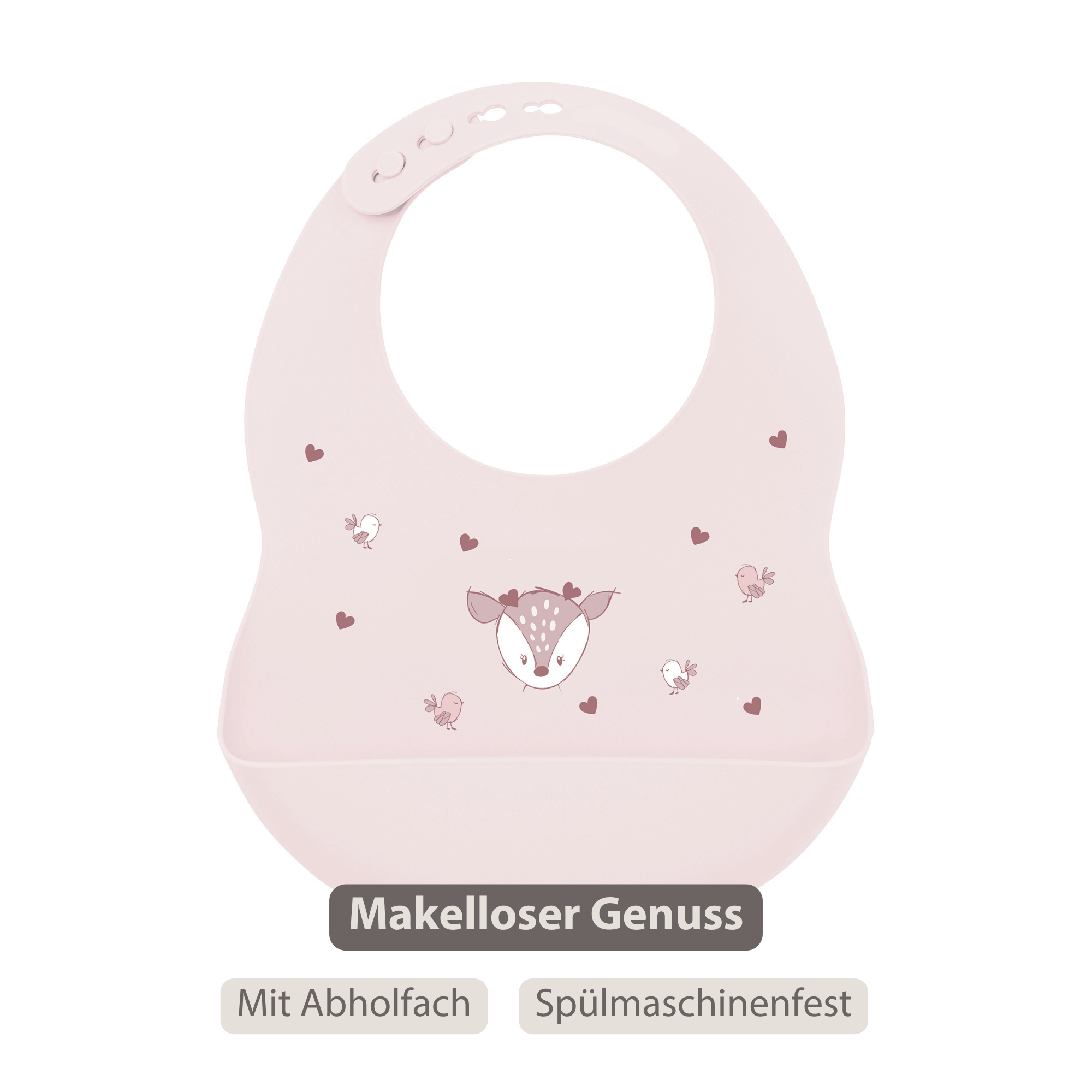 Mealtime Bib with Catch Tray - 28 cm - Pink [DE]