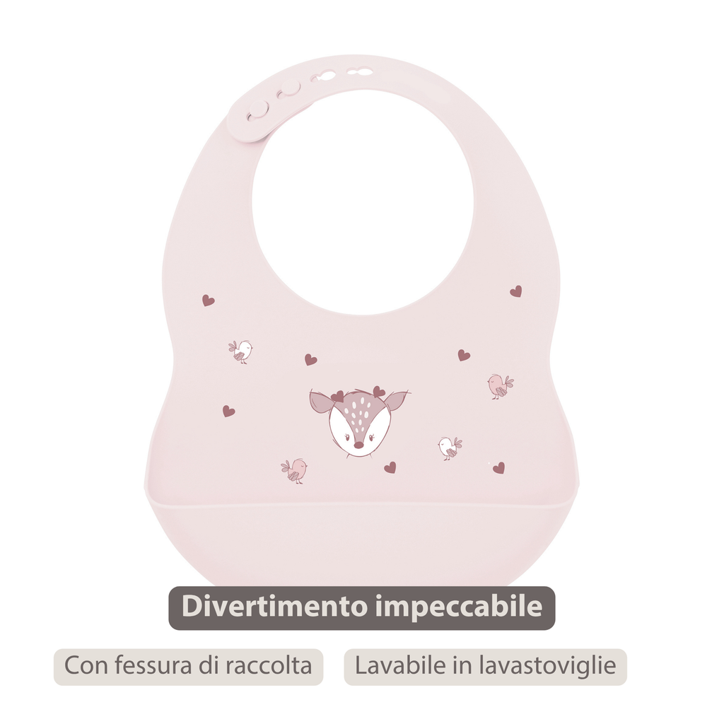 Mealtime Bib with Catch Tray - 28 cm - Pink [IT]
