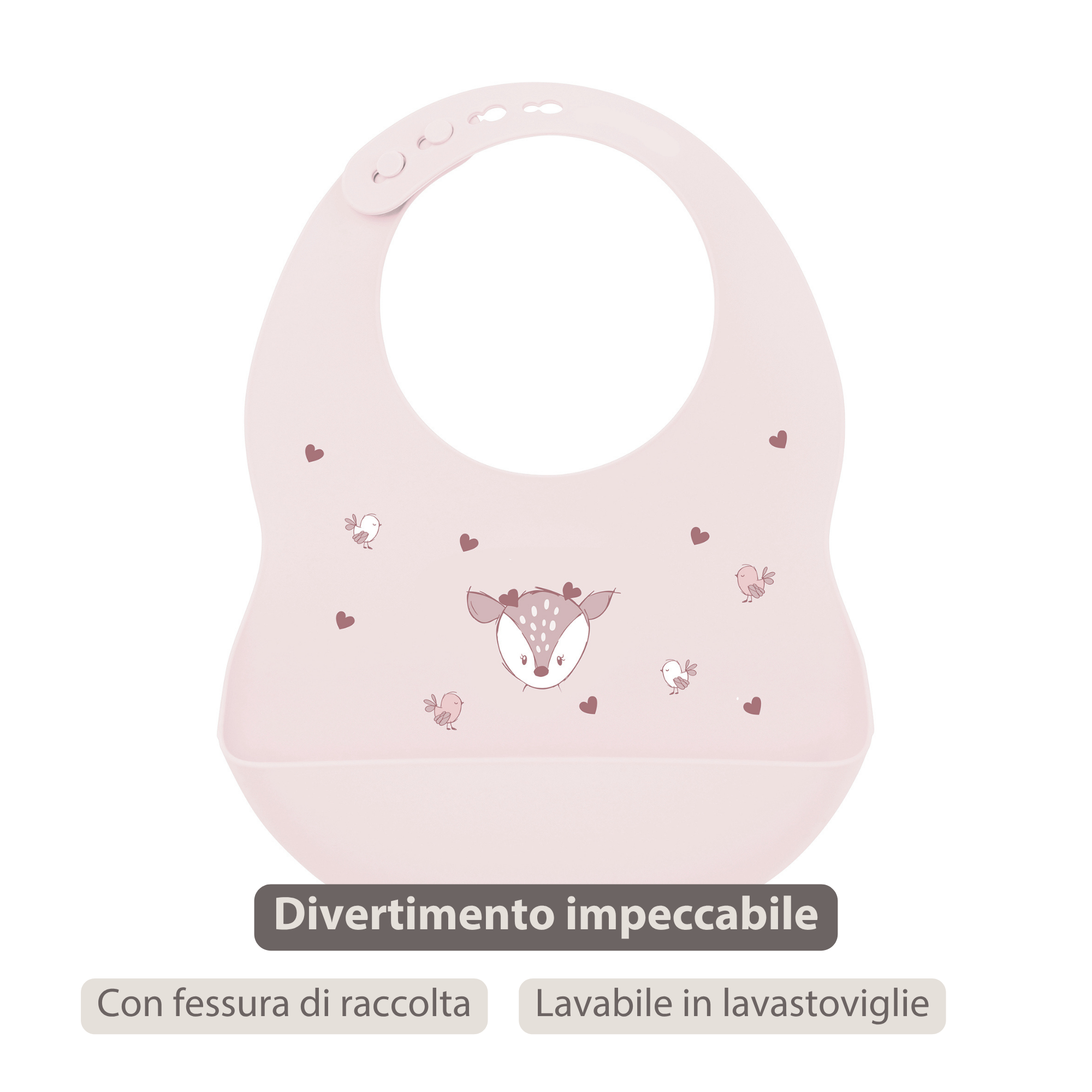 Mealtime Bib with Catch Tray - 28 cm - Pink [IT]
