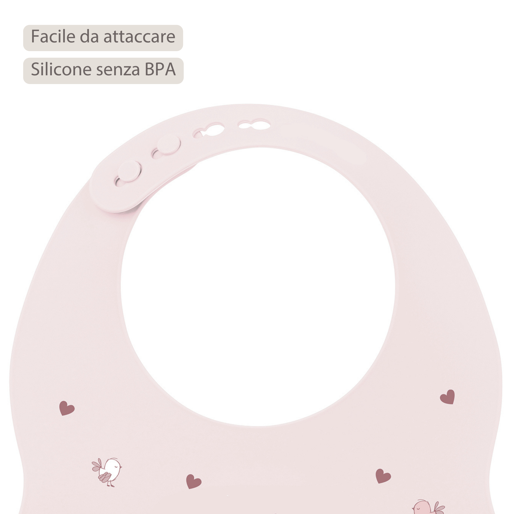Mealtime Bib with Catch Tray - 28 cm - Pink [IT]