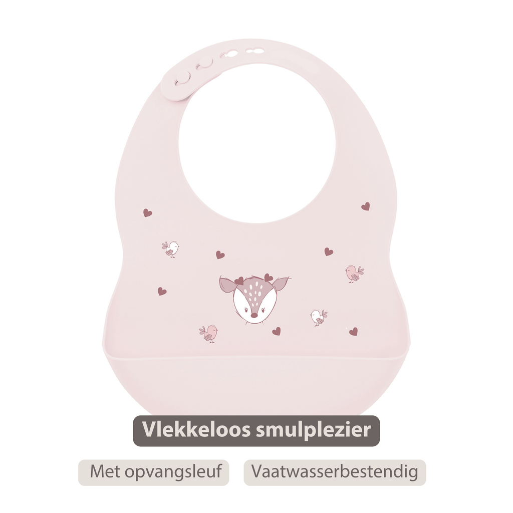 Mealtime Bib with Catch Tray - 28 cm - Pink [NL]