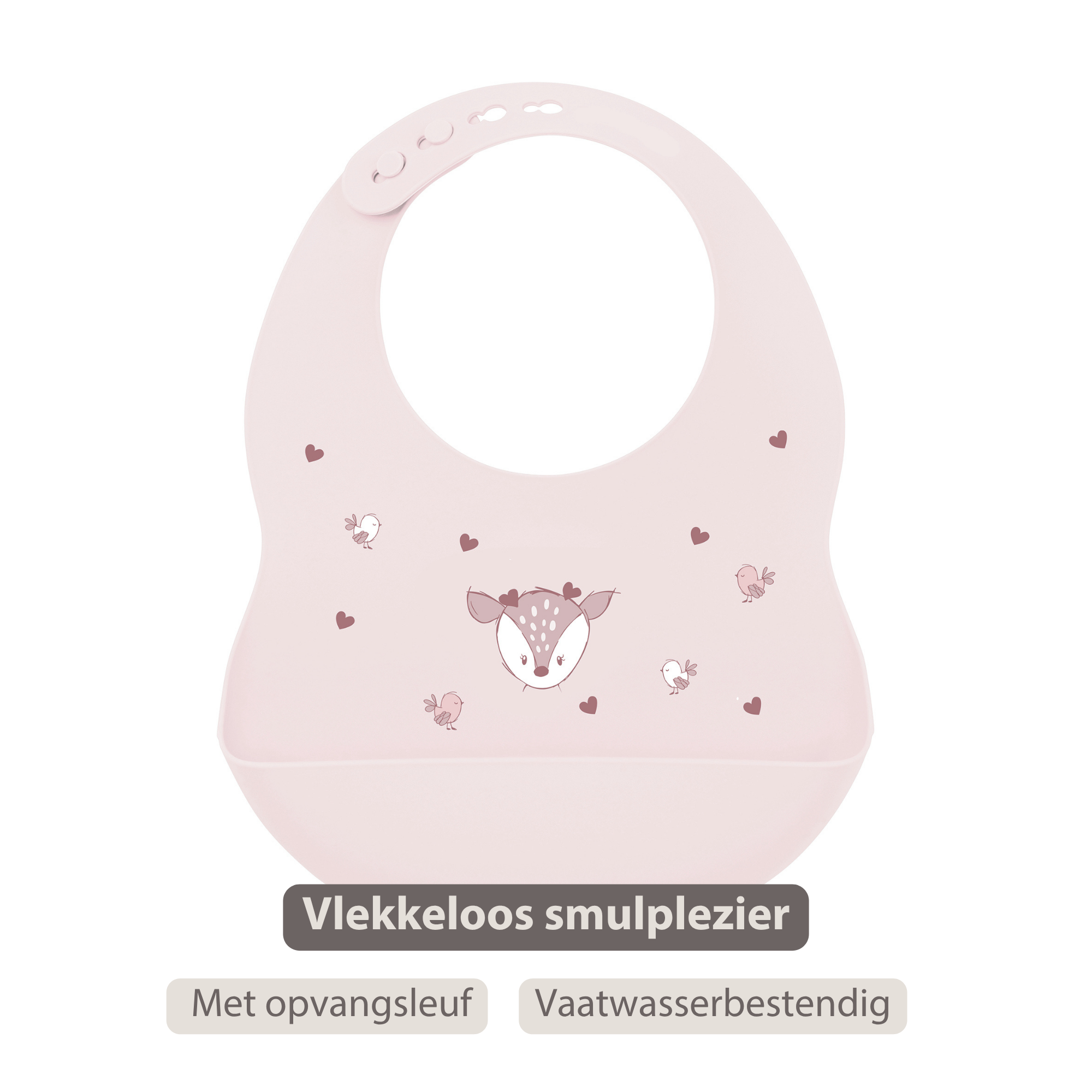 Mealtime Bib with Catch Tray - 28 cm - Pink [NL]