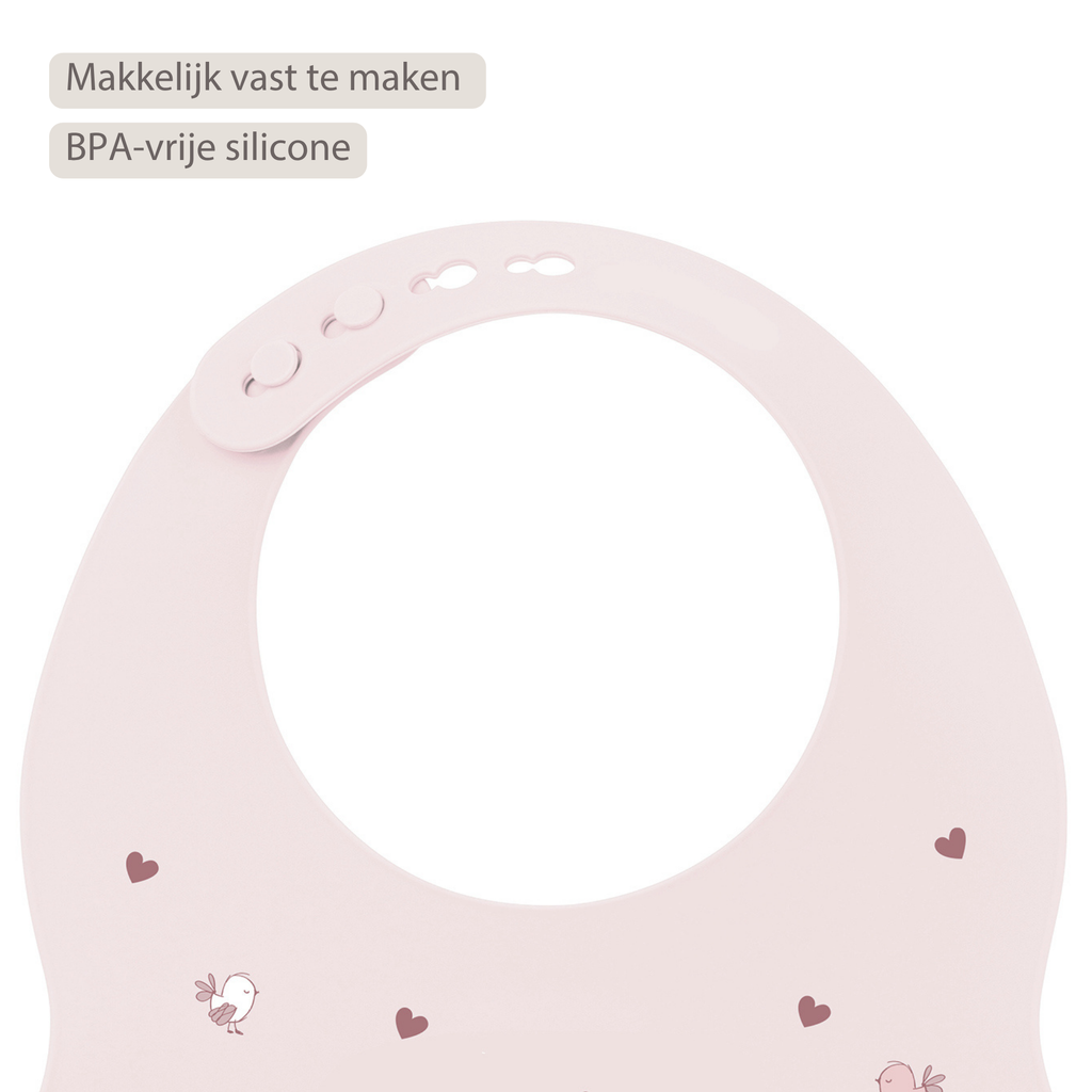 Mealtime Bib with Catch Tray - 28 cm - Pink [NL]