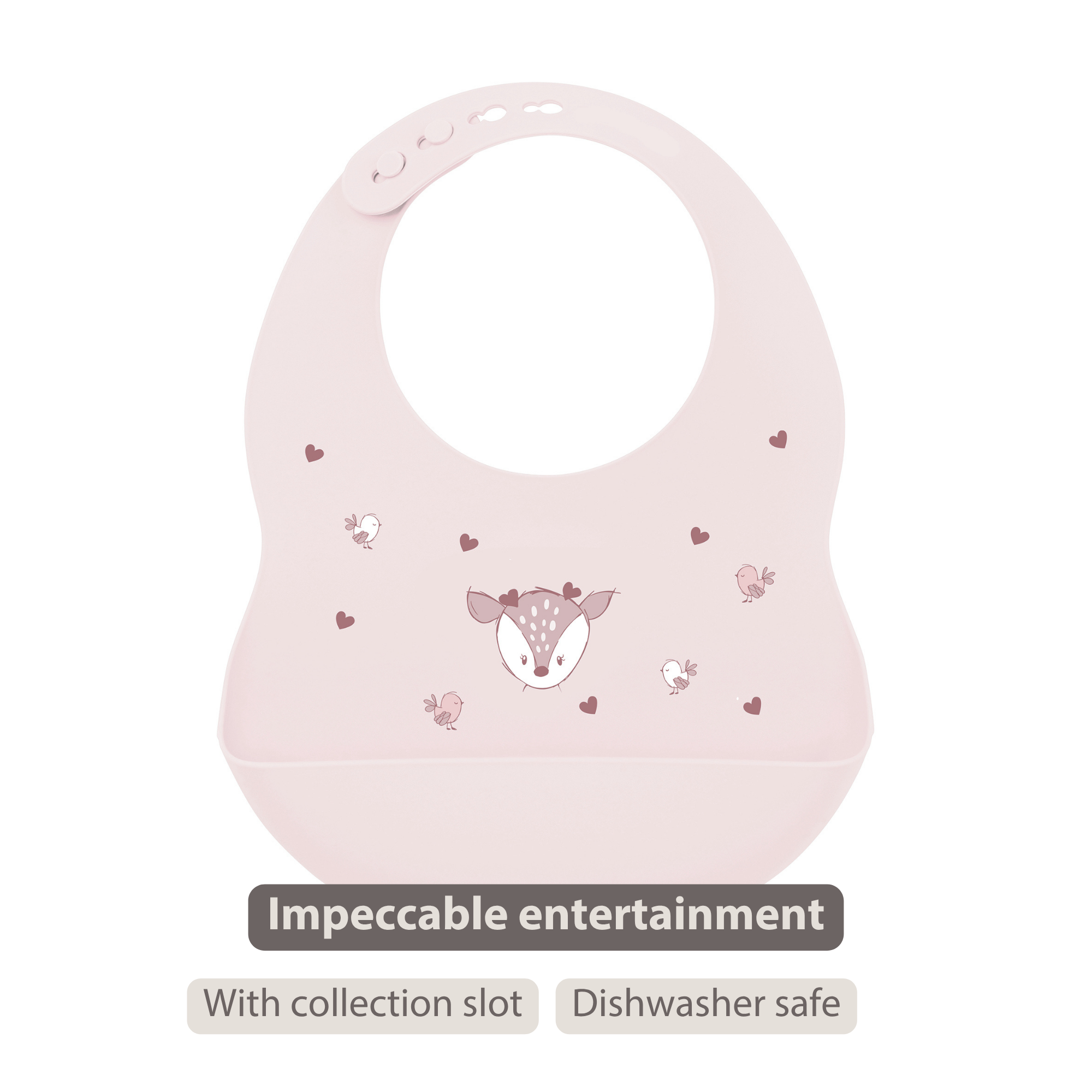 Mealtime Bib with Catch Tray - 28 cm - Pink [EN]