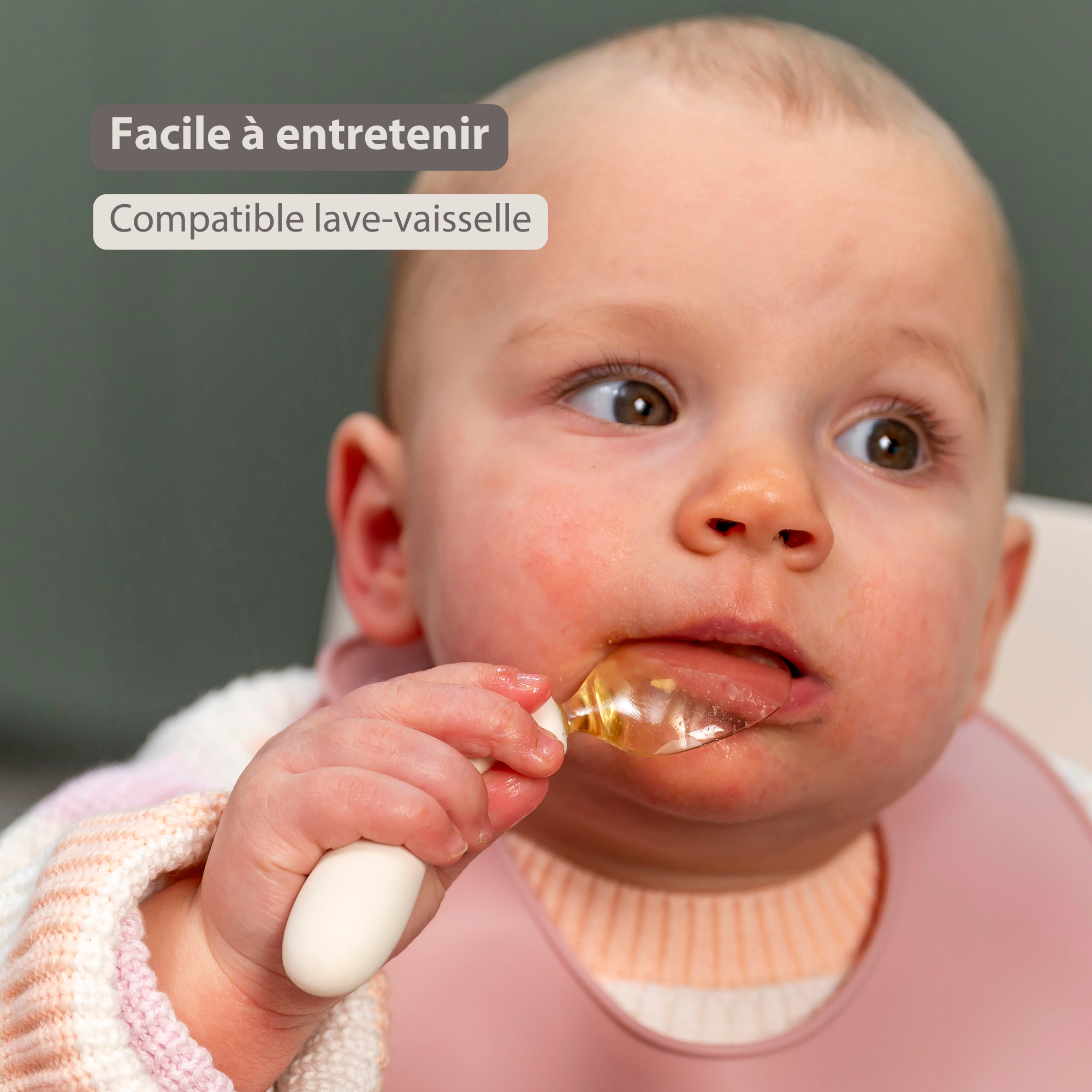 Mealtime Silicone Cutlery Set - from 8 months - 12 cm - Ecru [FR]