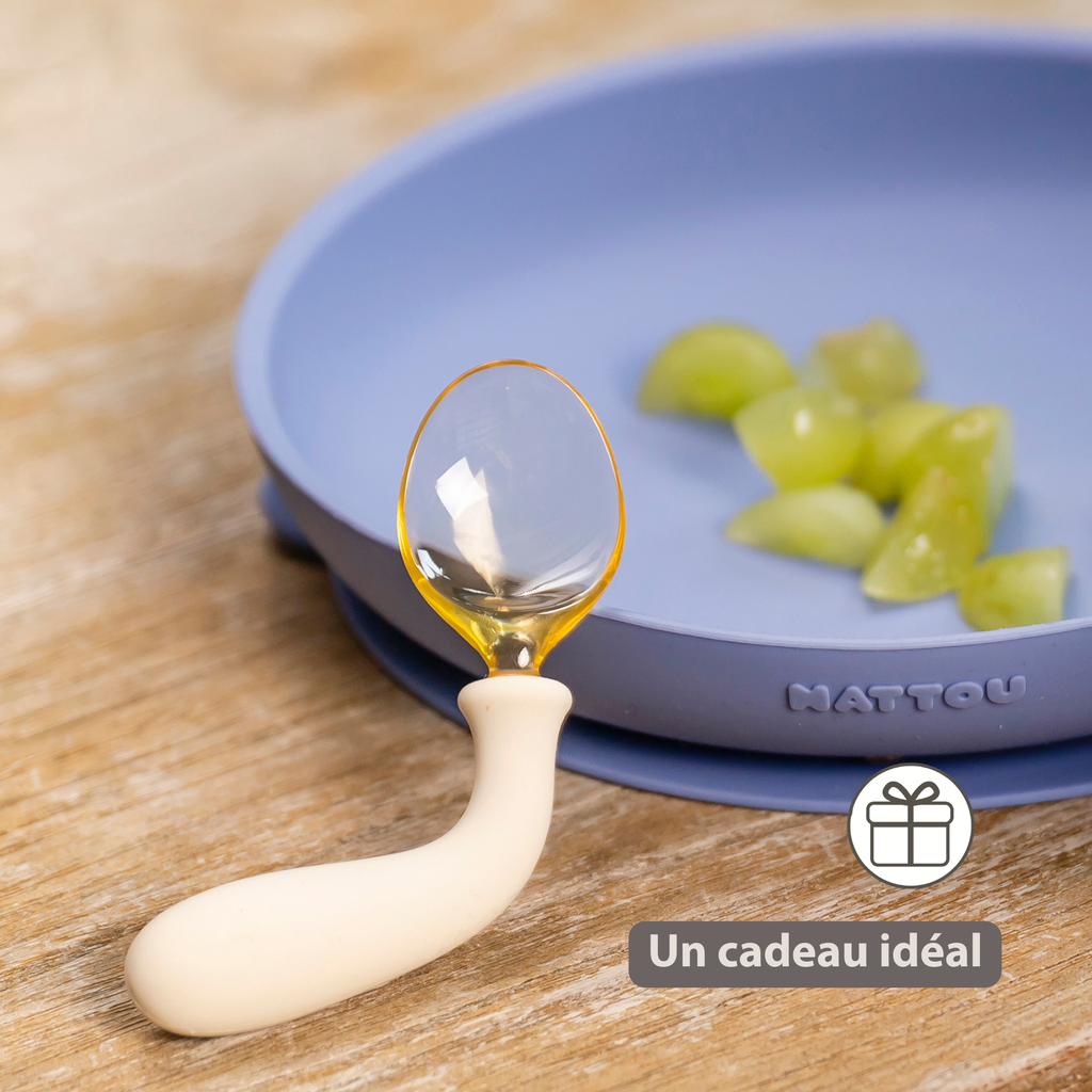 Mealtime Silicone Cutlery Set - from 8 months - 12 cm - Ecru [FR]