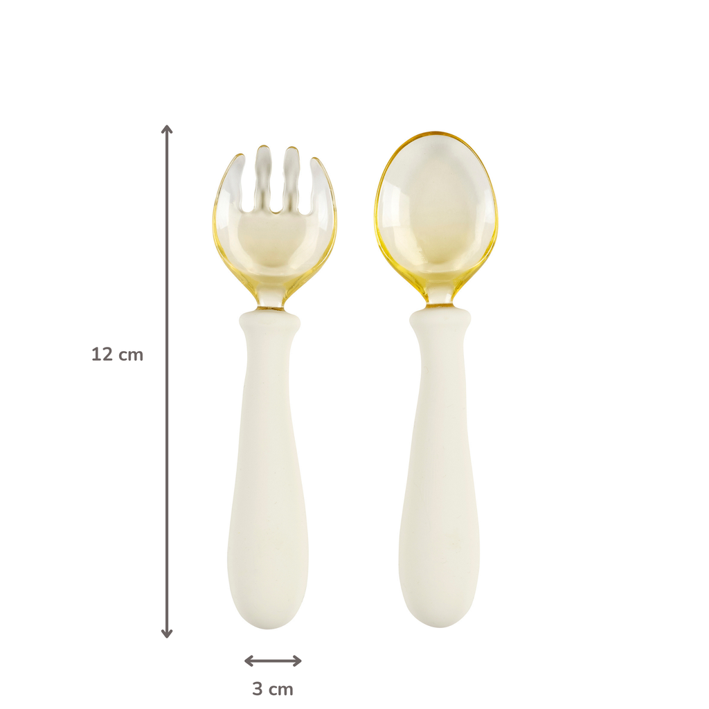 Mealtime Silicone Cutlery Set - from 8 months - 12 cm - Ecru [IT]