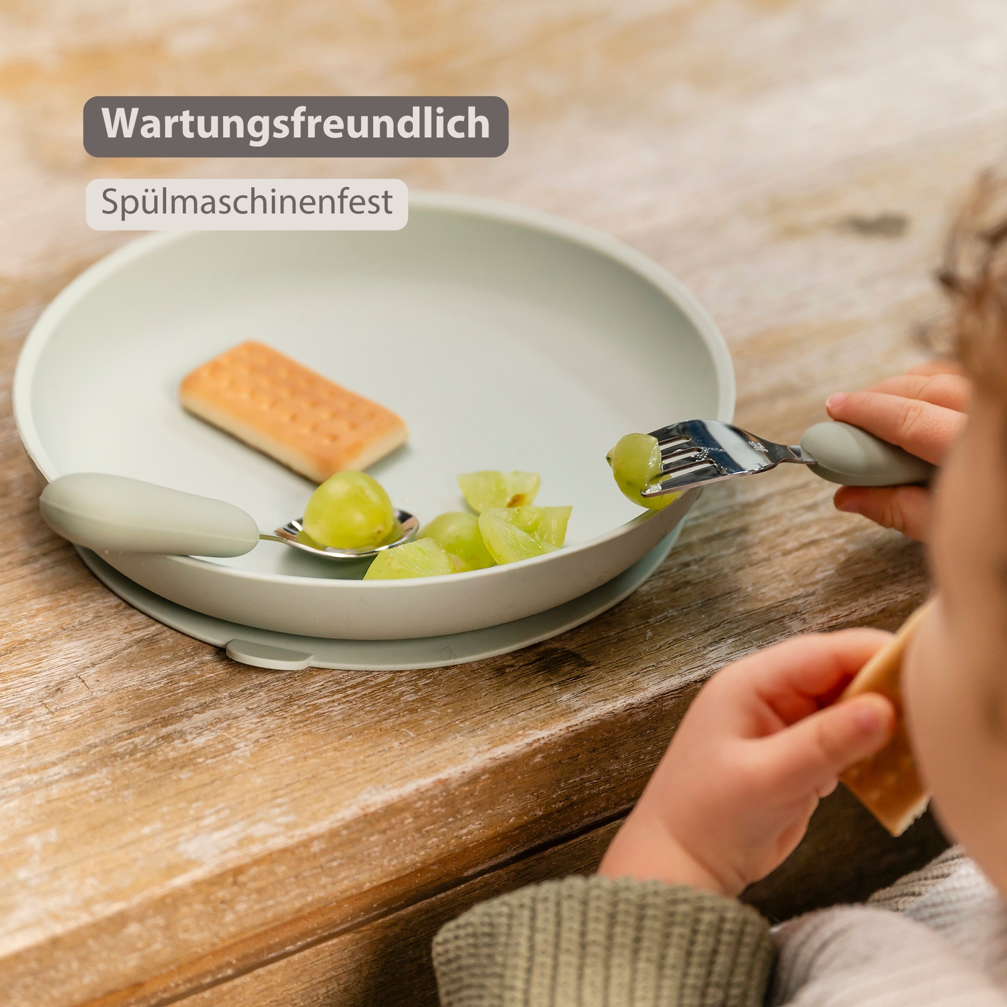 Mealtime Stainless Steel Cutlery Set - from 8 months - 12 cm - Linden Green [DE]