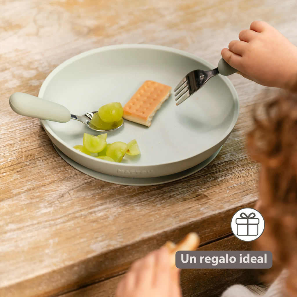 Mealtime Stainless Steel Cutlery Set - from 8 months - 12 cm - Linden Green [ES]