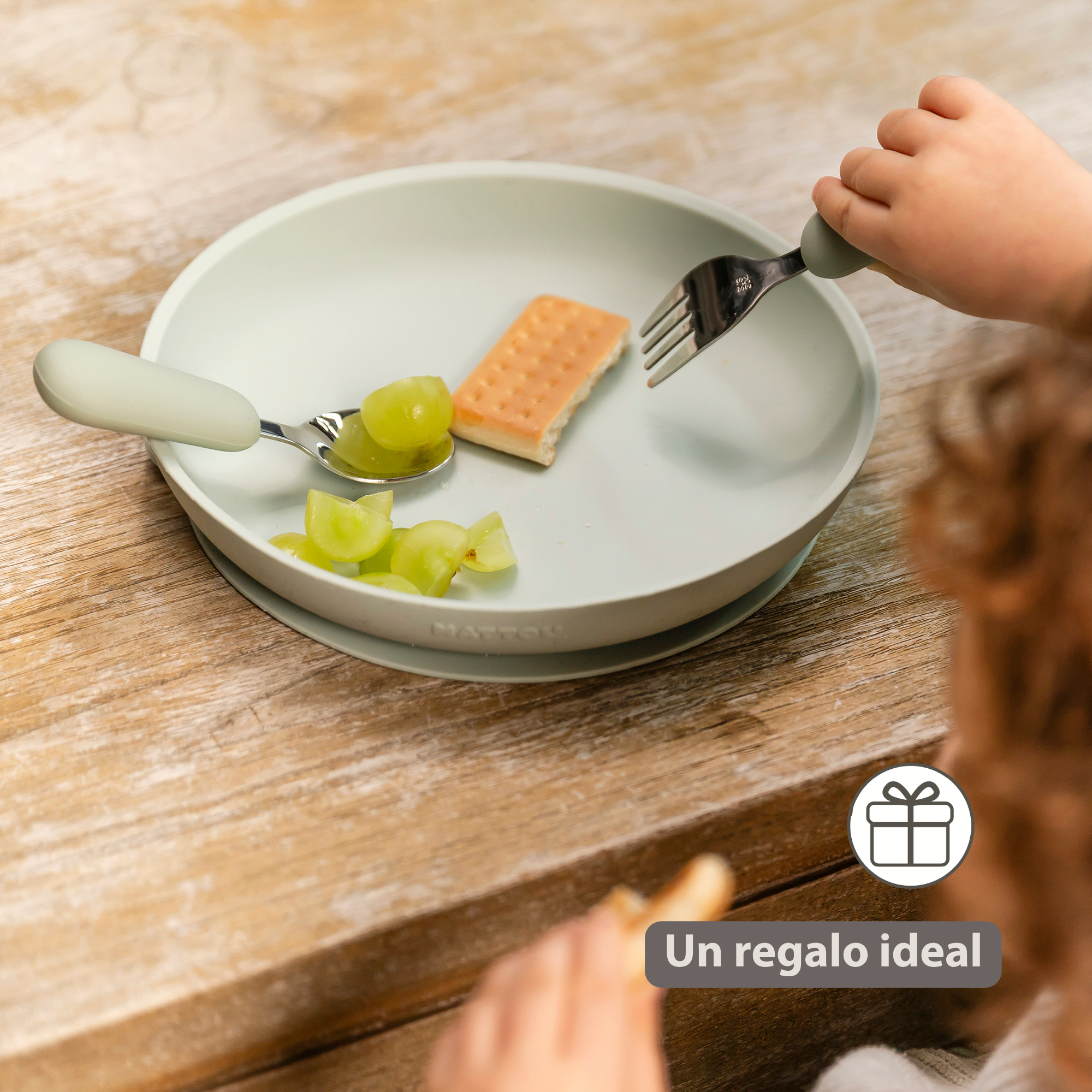 Mealtime Stainless Steel Cutlery Set - from 8 months - 12 cm - Linden Green [ES]