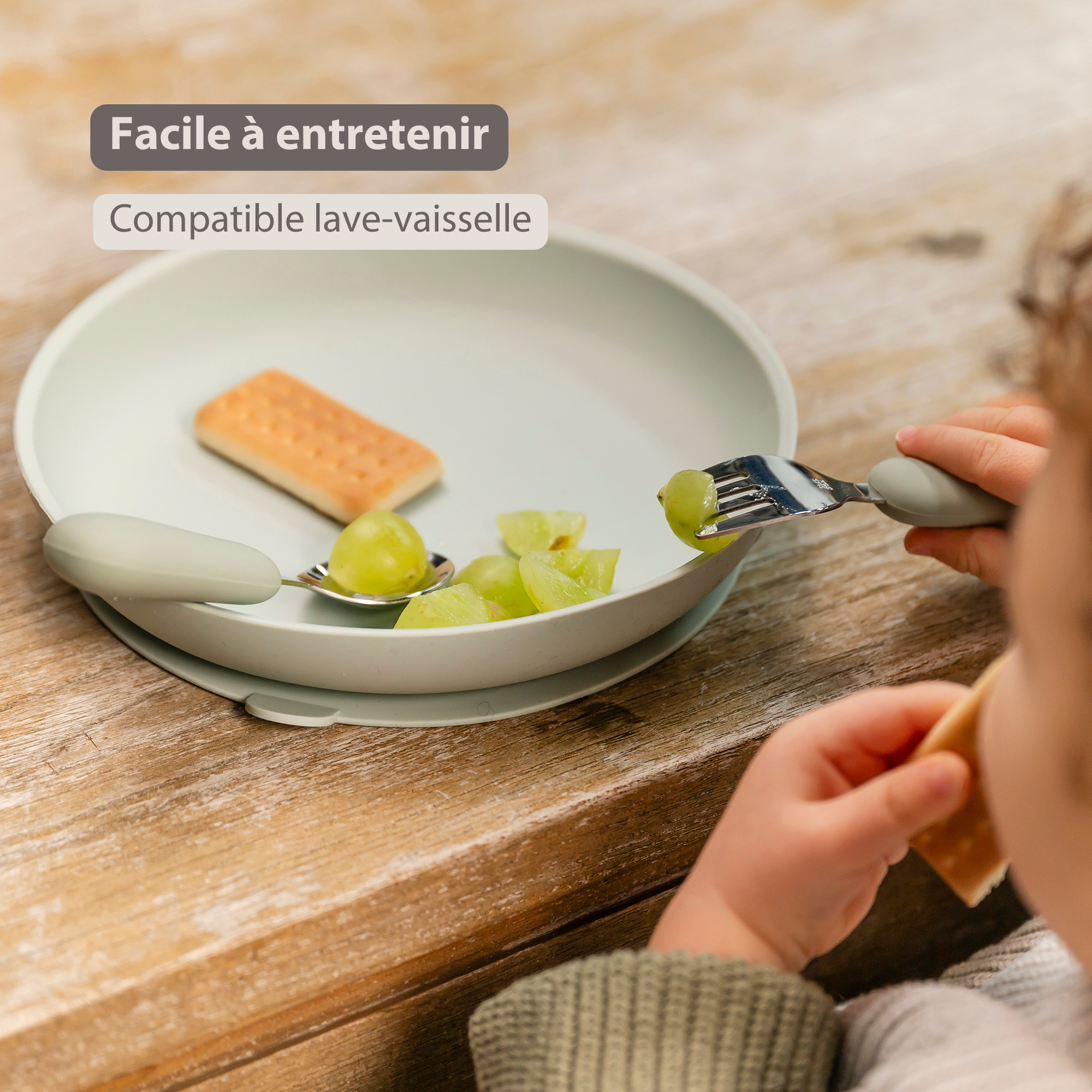 Mealtime Stainless Steel Cutlery Set - from 8 months - 12 cm - Linden Green [FR]