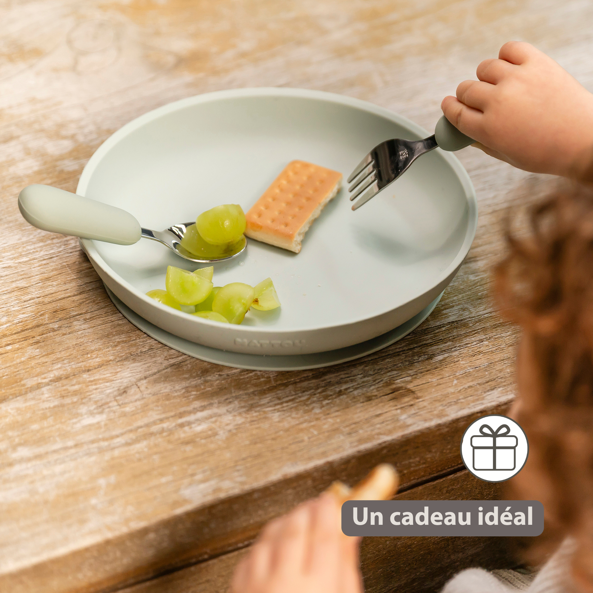 Mealtime Stainless Steel Cutlery Set - from 8 months - 12 cm - Linden Green [FR]