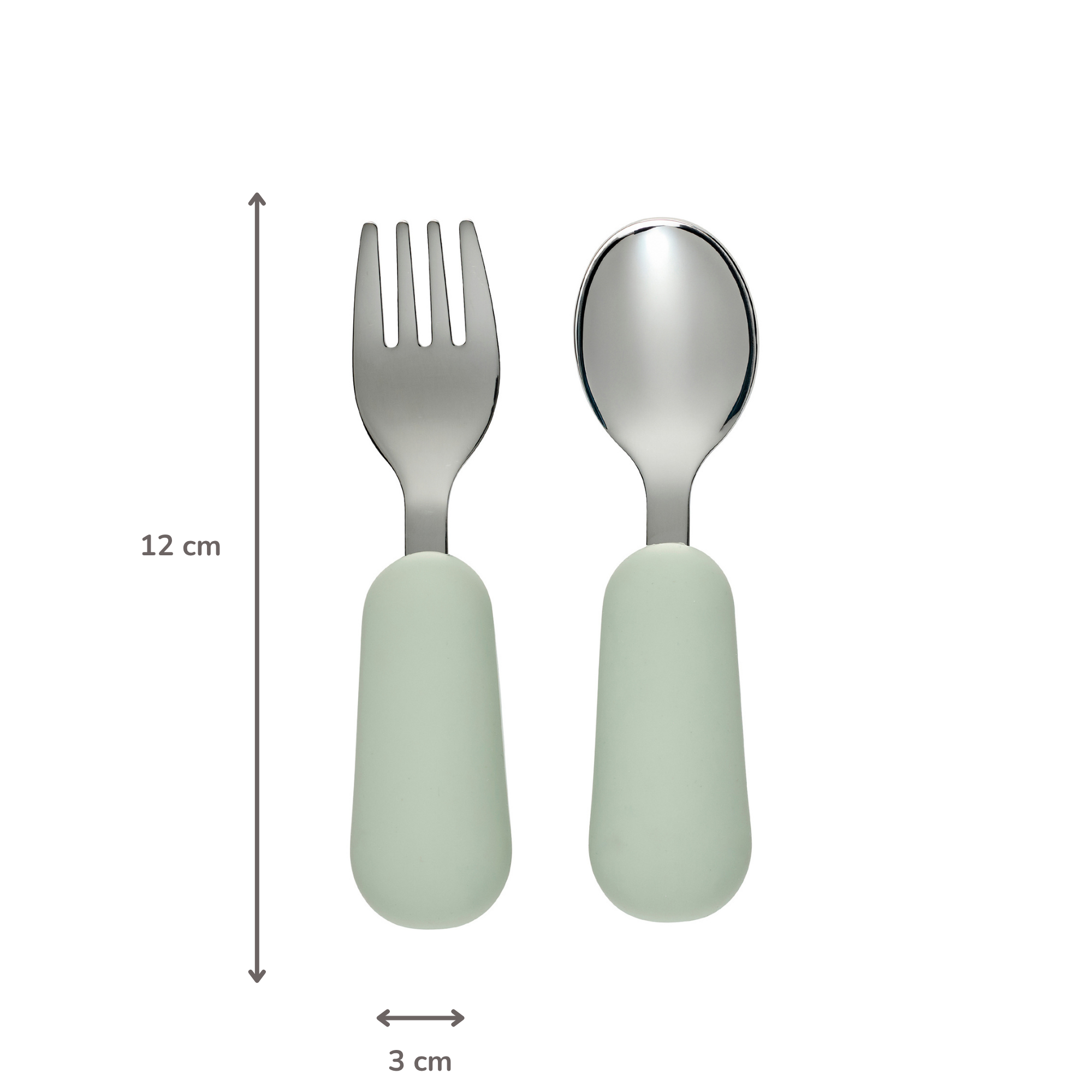 Mealtime Stainless Steel Cutlery Set - from 8 months - 12 cm - Linden Green [IT]