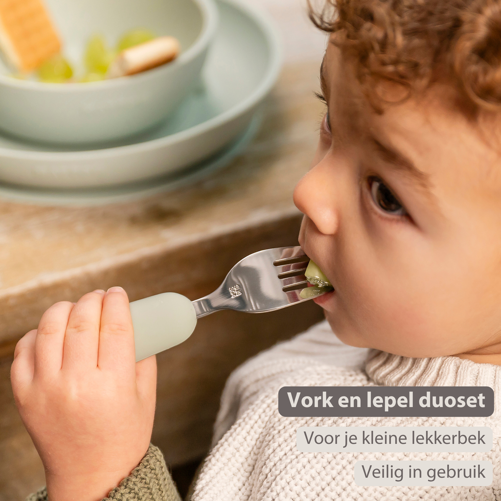 Mealtime Stainless Steel Cutlery Set - from 8 months - 12 cm - Linden Green [NL]