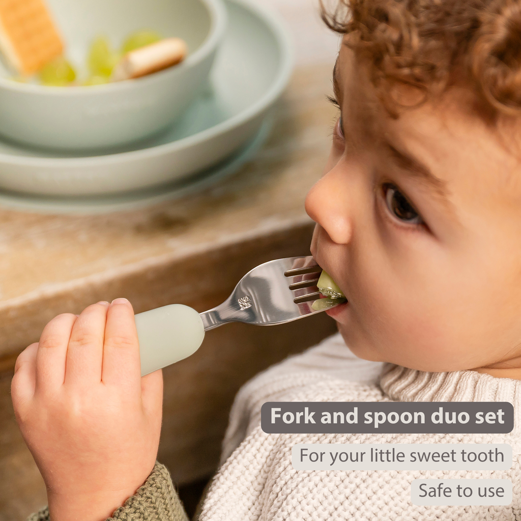 Mealtime Stainless Steel Cutlery Set - from 8 months - 12 cm - Linden Green [EN]
