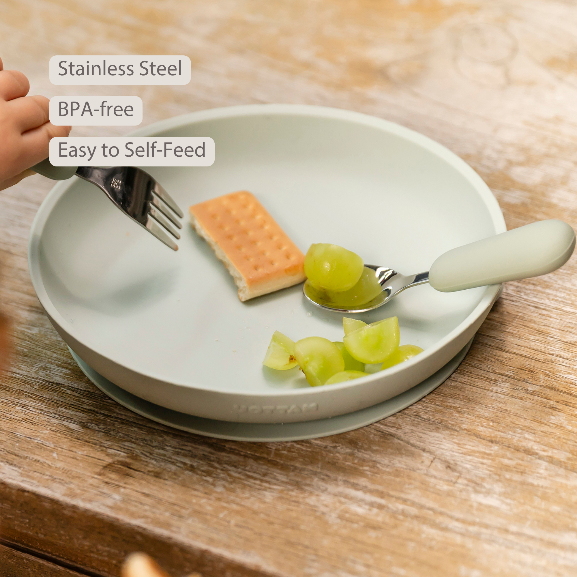 Mealtime Stainless Steel Cutlery Set - from 8 months - 12 cm - Linden Green [EN]