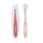 Mealtime Eating Sets - Silicone Spoons for Children - 2 Pieces - 16 cm - Storage Box for 1 Spoon - BPA-Free - Powder Pink [DE]