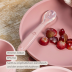 Mealtime Eating Sets - Silicone Spoons for Children - 2 Pieces - 16 cm - Storage Box for 1 Spoon - BPA-Free - Powder Pink [DE]