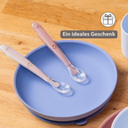 Mealtime Eating Sets - Silicone Spoons for Children - 2 Pieces - 16 cm - Storage Box for 1 Spoon - BPA-Free - Powder Pink [DE]