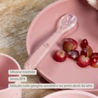 Mealtime Eating Sets - Silicone Spoons for Children - 2 Pieces - 16 cm - Storage Box for 1 Spoon - BPA-Free - Powder Pink [IT]