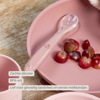 Mealtime Eating Sets - Silicone Spoons for Children - 2 Pieces - 16 cm - Storage Box for 1 Spoon - BPA-Free - Powder Pink [NL]