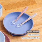 Mealtime Eating Sets - Silicone Spoons for Children - 2 Pieces - 16 cm - Storage Box for 1 Spoon - BPA-Free - Powder Pink [EN]