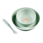 Mealtime Silicone Tableware Set for Children, 3 pcs with Suction - Linden Green [NL]