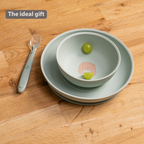 Mealtime Silicone Tableware Set for Children, 3 pcs with Suction - Linden Green [EN]