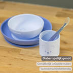 Mealtime Silicone Tableware Set for Children, 4 pcs with Suction - Blue [NL]