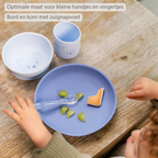 Mealtime Silicone Tableware Set for Children, 4 pcs with Suction - Blue [NL]