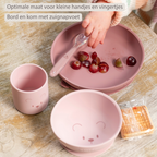 Mealtime Silicone Tableware Set for Children, 4 pcs with Suction - Pink [NL]