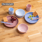 Mealtime Silicone Tableware Set for Children, 4 pcs with Suction - Pink [EN]