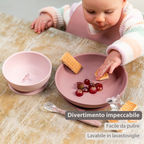 Mealtime Dinner Set for Children Silicone 4 Pieces with Suction Cup - Pink [IT]