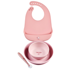 Mealtime Dinner Set for Children Silicone 4 Pieces with Suction Cup - Pink [NL]