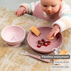 Mealtime Dinner Set for Children Silicone 4 Pieces with Suction Cup - Pink [EN]
