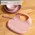 Mealtime Dinner Set for Children Silicone 4 Pieces with Suction Cup - Pink [EN]