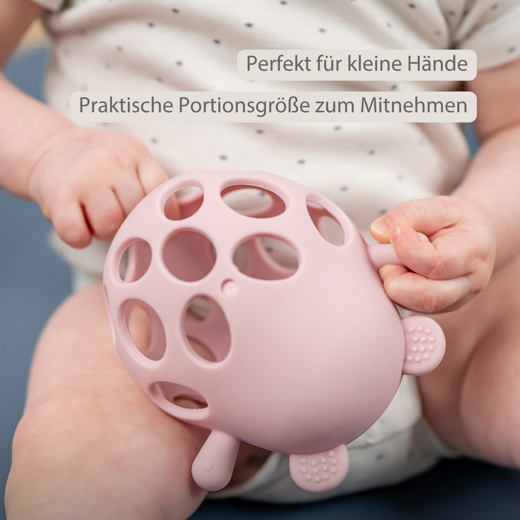 Silicone Rattle with Ball Bear - 11 cm - Powder Pink [DE]