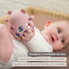 Silicone Rattle with Ball Bear - 11 cm - Powder Pink [ES]