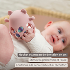 Silicone Rattle with Ball Bear - 11 cm - Powder Pink [FR]