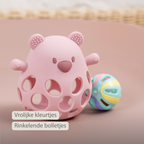 Silicone Rattle with Ball Bear - 11 cm - Powder Pink [NL]