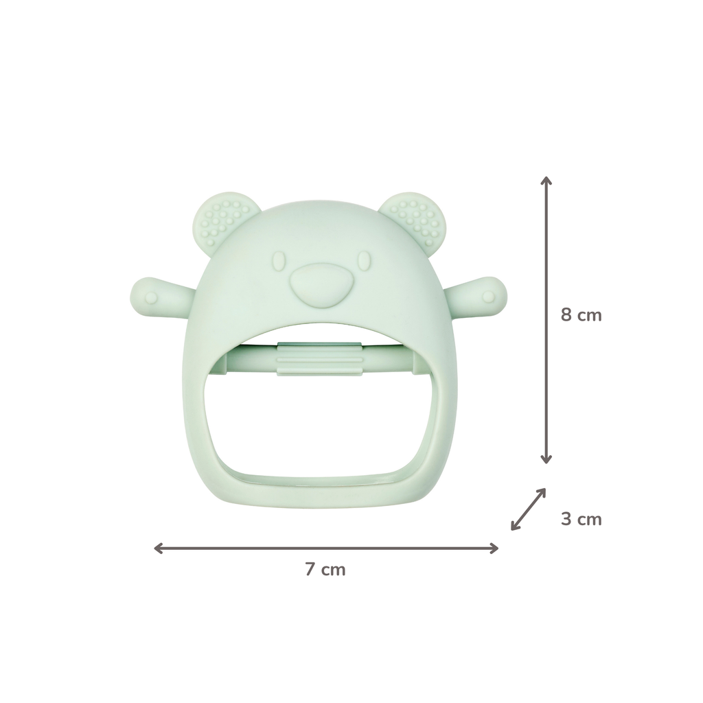 Silicone Teether Glove Bear - 8 cm - Green [DE]
