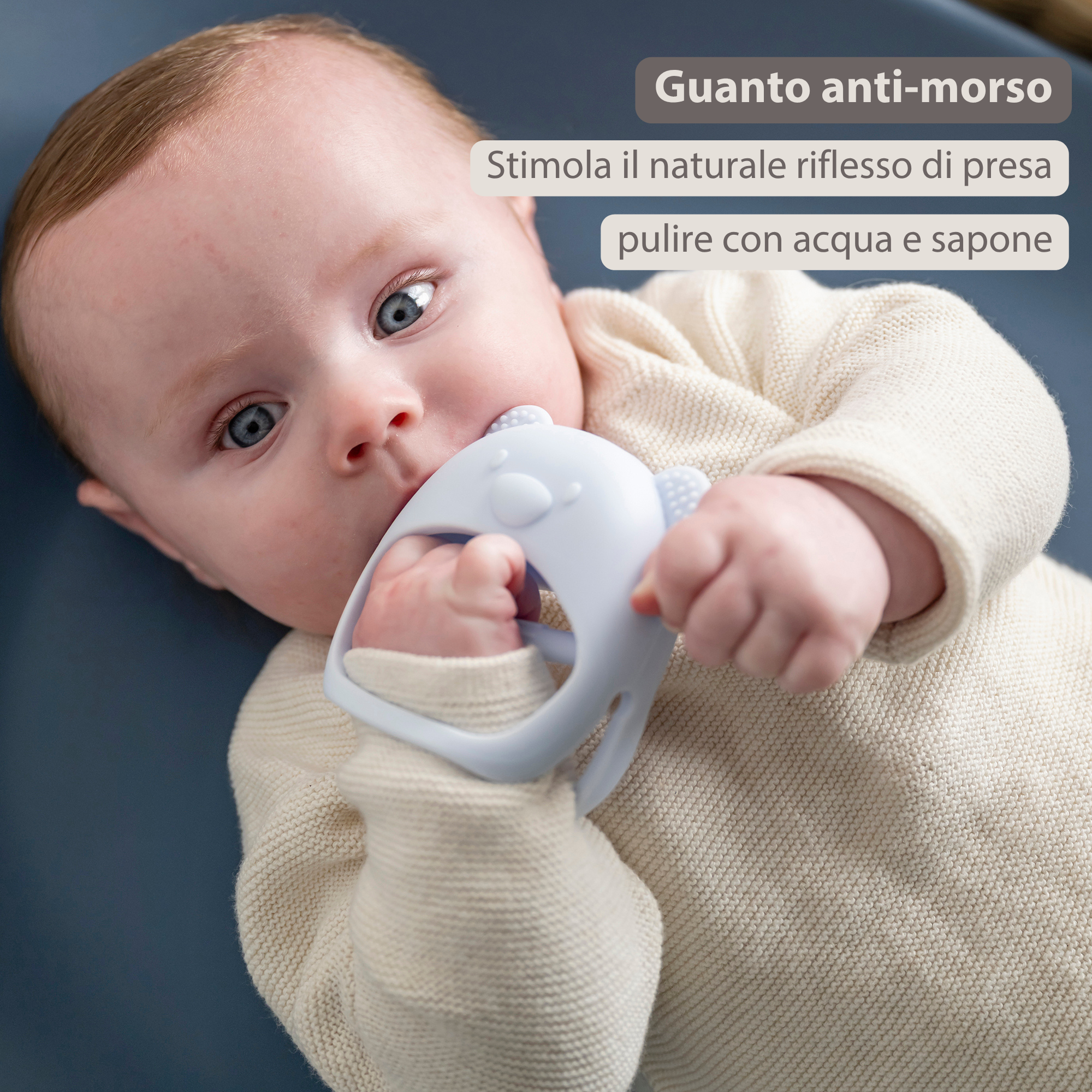 Silicone Teether Glove Bear - 8 cm - Green [IT]
