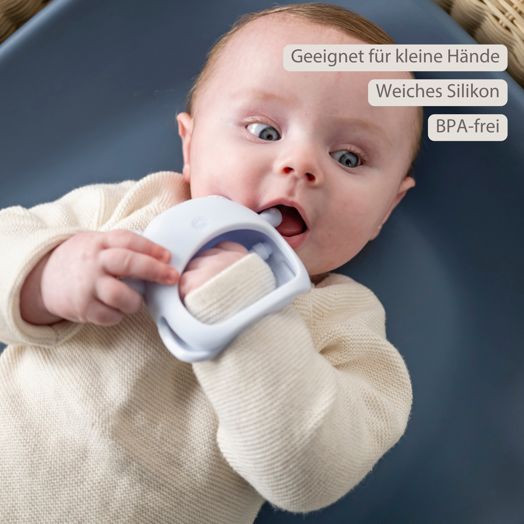 Silicone Teether Glove Bear - 8 cm - Blue [DE]