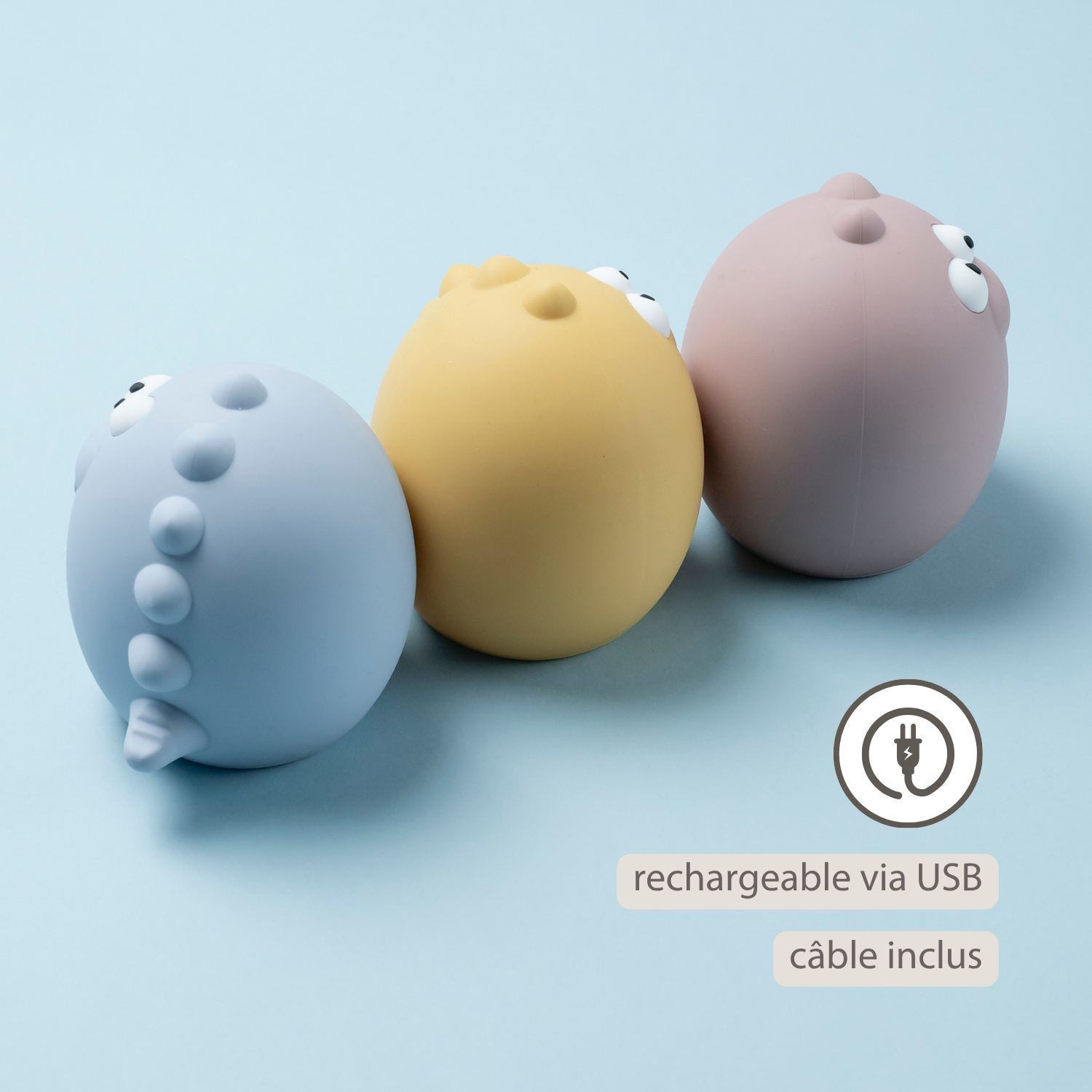 Baby Night Light Dino - 12 cm - Baby Gift - Blue [FR]