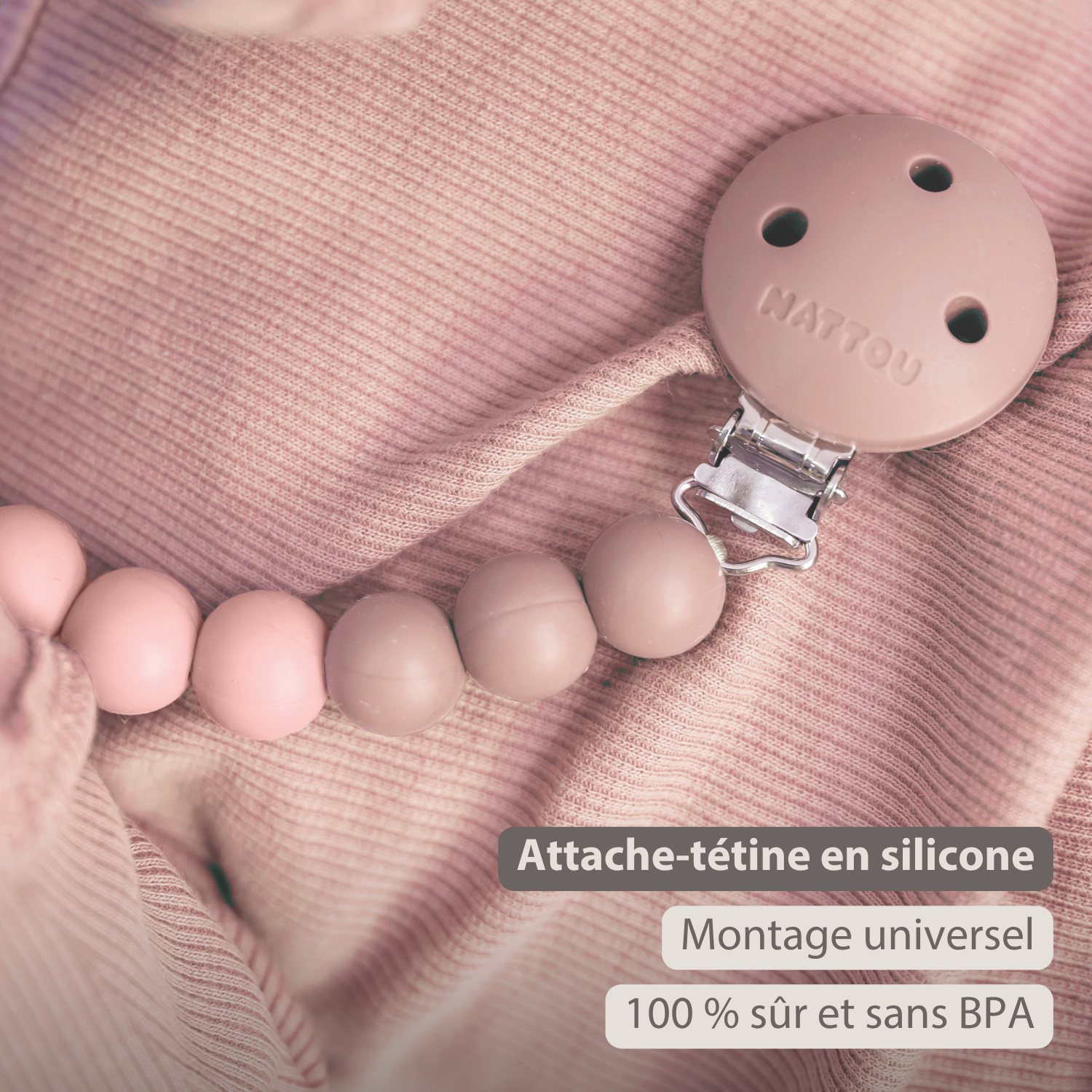 Silicone Pacifier Chain - 21 cm - Gradient Pink [FR]