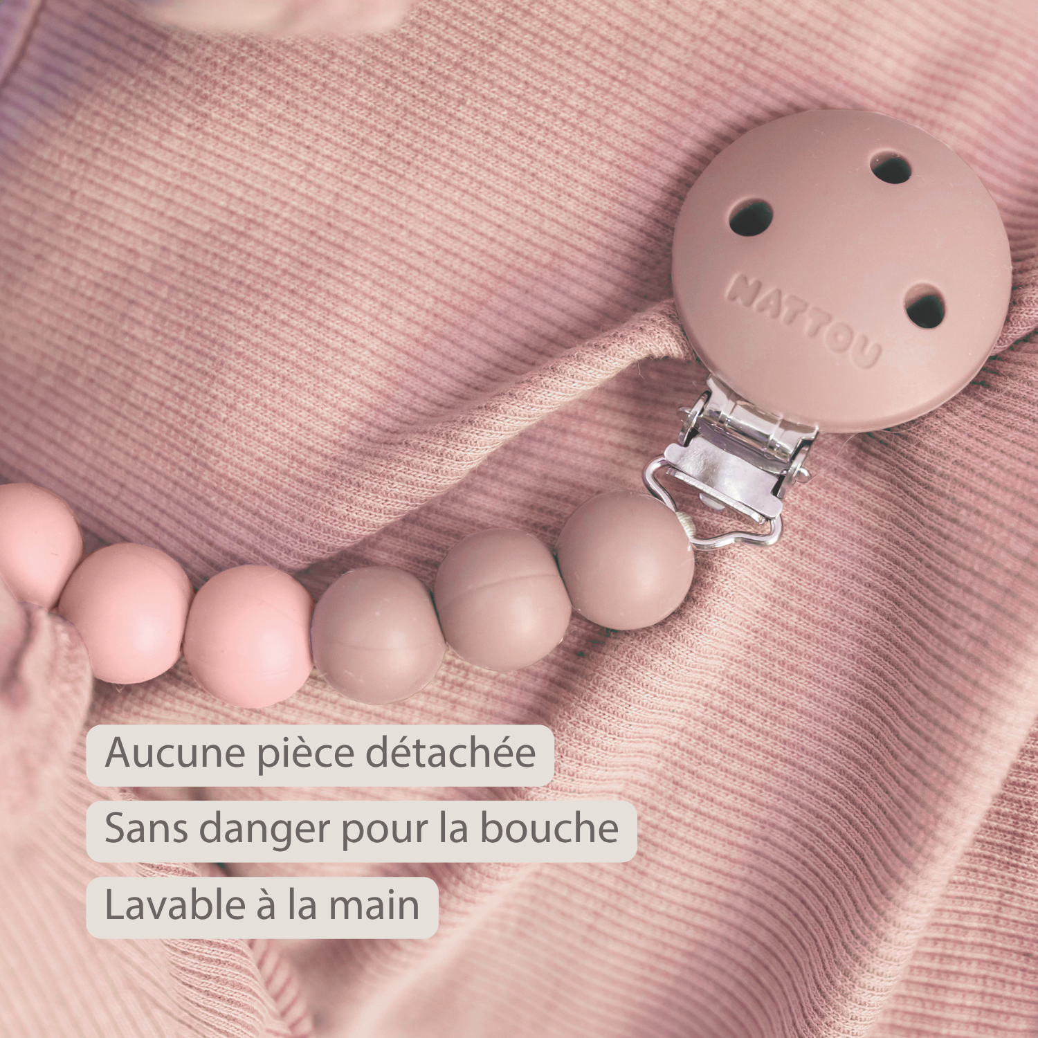 Silicone Pacifier Chain - 21 cm - Gradient Pink [FR]