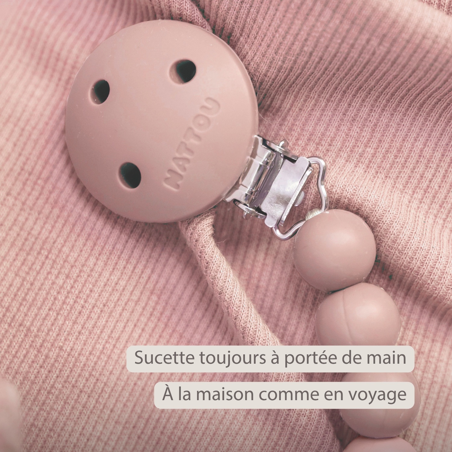 Silicone Pacifier Chain - 21 cm - Gradient Pink [FR]