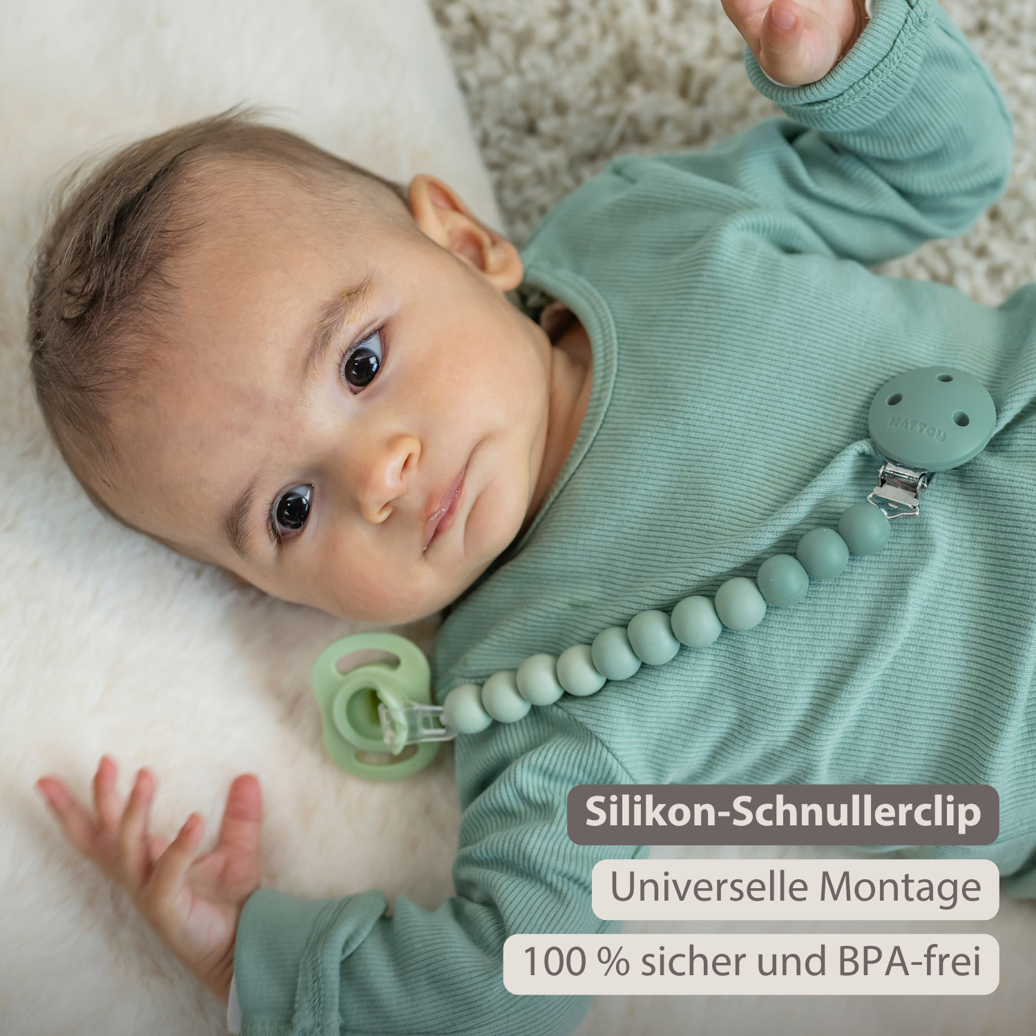 Silicone Pacifier Chain - 21 cm - Gradient Green [DE]